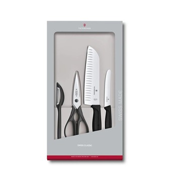 VICTORINOX 瑞士維氏 Swiss Classic 廚具套裝4件組 黑 6.7133.4G