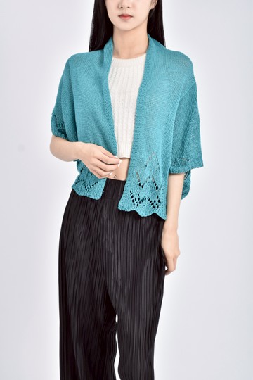 (M) tammy質感修身短版針織綠色罩衫