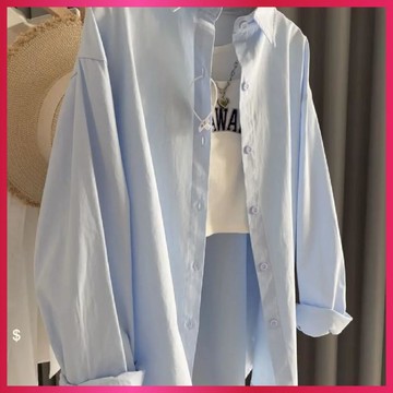 🌈ATC✨早春穿搭女 | 鬱金香色全棉襯衫 | 品質超好水洗棉襯衫 | 長袖襯衫 | 女防曬罩衫襯衫 | 薄長袖襯衫