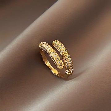 微鑲開口戒指女小眾設計夸張ins潮輕奢簡約冷淡風可調節個性指環