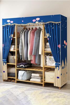 竹子簡易衣柜置物架臥室落地家用臥室客廳布藝收納儲物柜組裝多層