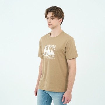 GIORDANO 男裝CAMPING短袖上衣 - 76 深卡其