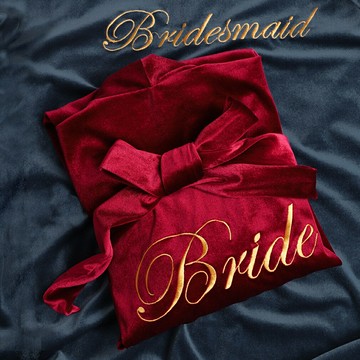 【婚慶必備】新娘晨袍 伴娘晨袍 結婚睡衣 婚禮睡袍 新娘禮物 金絲絨面料 紅色開衫 精美禮盒包裝 伴手禮 新娘化妝造型