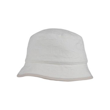 COACH CC Logo 浮雕緹花布棉質漁夫帽(白色)