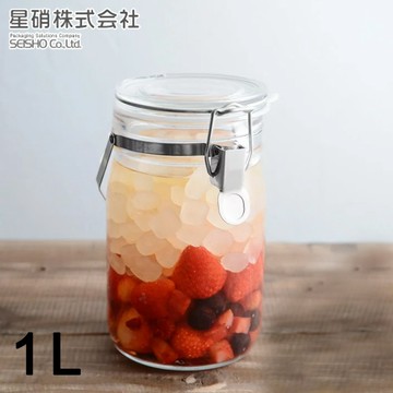1L 【日本星硝SEISHO】日本製醃漬/梅酒密封玻璃保存罐 梅酒罐 醃漬罐 儲存罐 玻璃儲存罐 密封罐 提把玻璃罐
