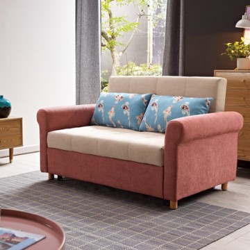 Boden-奧蘭粉色布沙發床/雙人椅/二人座(贈抱枕)