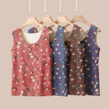 德絨中老年無痕保暖背心女秋冬媽媽裝加絨加厚內搭吊帶打底衫上衣