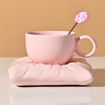 糖果純色枕頭包馬克杯碟組合套裝簡約家用杯子咖啡下午茶杯碟套裝