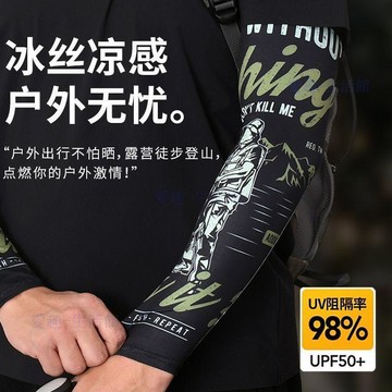 【臺灣-出貨】中國風冰袖國潮紋身防曬冰絲防曬袖套男護袖釣魚套袖騎行袖子大碼06R5