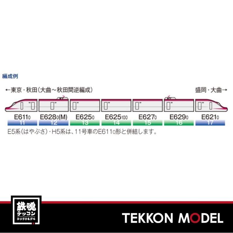 Nゲージ TOMIX 92489 ＆ 92490 再販売 ＪＲ Ｅ６系秋田新幹線（こまち）基本(3両）＆増結（4両）セット販売 |  LINEブランドカタログ