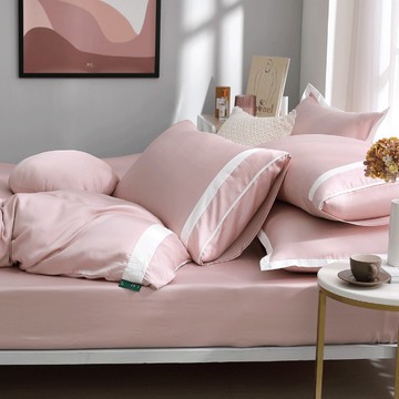 好關係 HAOKUANXI | 夏日藕粉萊賽爾天絲床包被套枕套組 雙人