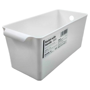 SHIMOYAMA 無印風雙把手層架 櫥櫃收納籃 窄型  28.3 x 13 x 12.5cm  白色  1個