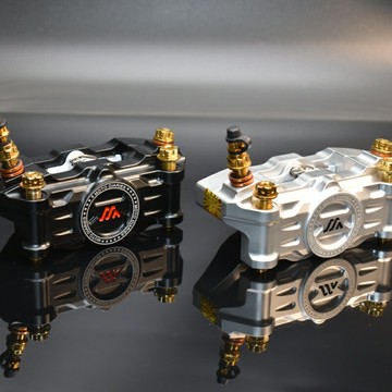 CNC鋁合金剎車卡鉗對置4活塞用於機車前輪100MM安裝鎖點左右通用