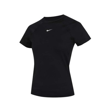NIKE 女短袖T恤-DRI-FIT 休閒 慢跑 運動 上衣 FV7843-010 黑白