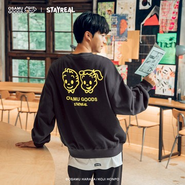 STAYREAL x OSAMU GOODS 原田治經典Logo厚棉T - 深灰