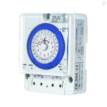 24 小時帶電池的機械計時器 15 分鐘間隔圖釘非停電 100V-240V 15A 時間開關 Din Rail 非常適合
