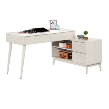 文創集 萊格4尺岩板四抽L型書桌組合(可伸縮＆調整方位擺設)-120-144x105x75cm免組