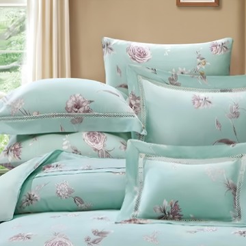 Tencel 100%天絲 加大薄床包兩用被4件組 60支  床包 182 x 188cm + 被套 182 x 212cm + 枕套 45 x 75cm  貝茉莉綠