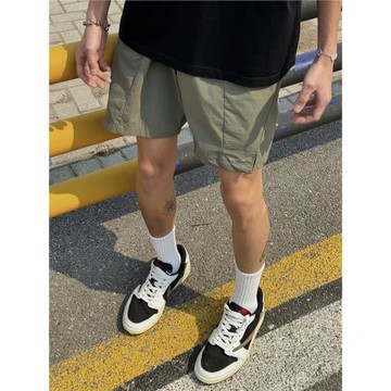 夏季輕薄純色運動休閑五分褲男女基礎寬松沙灘褲百搭運動美式短褲