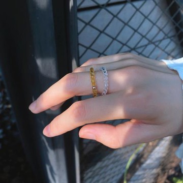 TYUSHA店慶回饋*彩虹七色小戒指極閃水晶14K包金簡約戒指環糖果飾