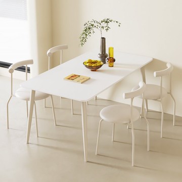 台灣公司 免稅開票 餐桌 奶油風巖板餐桌椅組合現代簡約小戶型家用純白半島長方形吃飯桌子S089快速出貨
