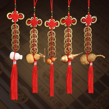 純銅葫蘆五帝錢 開運金幣 加厚銅錢掛件 中國結銅葫蘆五帝幣 開運 招財 保平安 化反弓路 化路沖
