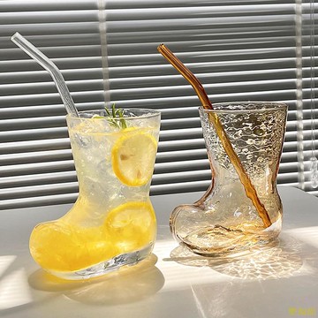 ins風網紅創意靴子玻璃杯透明個性果汁飲料啤酒杯潮流咖啡冷飲杯