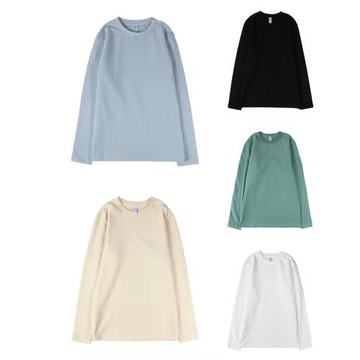 300g秋冬厚款磨毛純棉長袖t恤男女內搭白色體恤打底衫T恤上衣