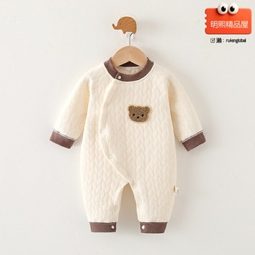 【無骨保暖】嬰兒連體衣 新生兒哈衣 寶寶爬服 秋冬連體衣 嬰兒衣服 空氣層保暖 純棉A類 三層加厚 新生兒滿月禮