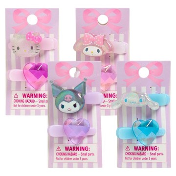 小禮堂 Sanrio 三麗鷗 兒童塑膠造型髮夾 (大臉寶石款) Kitty 大耳狗 酷洛米