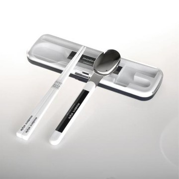 日本skater學生筷子勺子兩件套不銹鋼餐具套裝成人便攜餐具盒日式