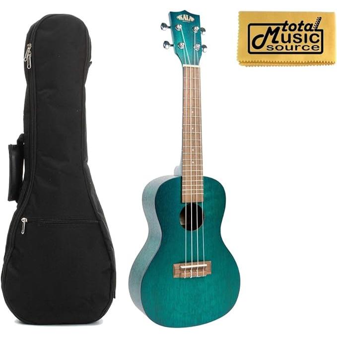 Kala KA-CEMB Exotic Mahogany Concert Ukulele, Blue Finish, w Gigbag