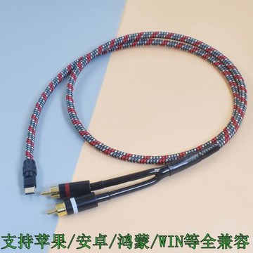 HIFI發燒級typec轉雙蓮花2RCA連接功放音響B&O Beo Sound2 3rd theater LAB8 USB-C Line-in BO A9音箱音