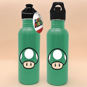 【任天堂超級瑪利歐】綠色蘑菇 綠色經典 運動金屬水壺 - 700ml