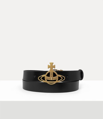 Vivienne Westwood Line Orb Buckle Belt Vacchetta Leather Black One Size Unisex