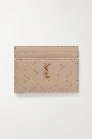 SAINT LAURENT - Gaby Quilted Leather Cardholder - Beige - one size