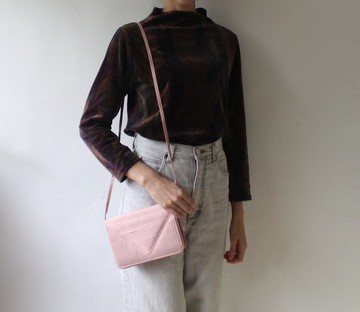 FOAK古著 /庫存新品/Jim Thompson櫻花粉褶皺信封包