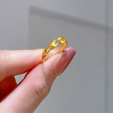 初見家💕沙金編織扭紋戒指女 輕奢復古精緻小巧磨砂質感指環手飾