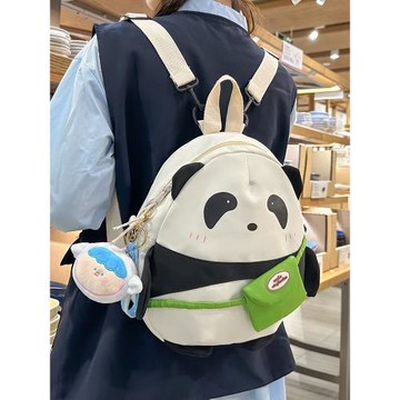 可愛熊貓包包卡通雙肩包女jk少女背包軟妹大學生上課包迷你小書包