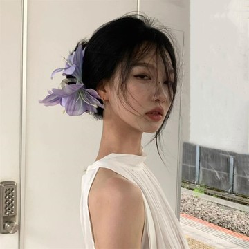 【優選精品】熱賣【店鋪熱銷】FIXOOFIX超僊氛圍感立體百閤花朵抓夾女高級感後腦勺鯊魚夾子頭飾機車ins日韓風 PWX