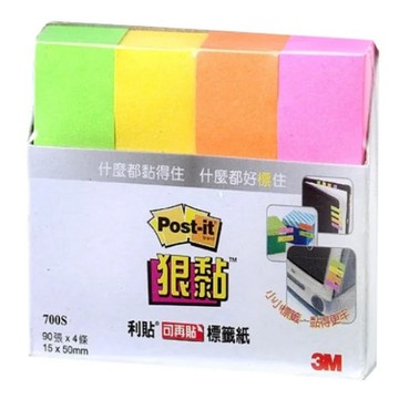 【阿翔小舖】『3M』Post-it(R) 利貼(R) 狠黏(TM) 標籤紙 700S  4色/盒  便利貼