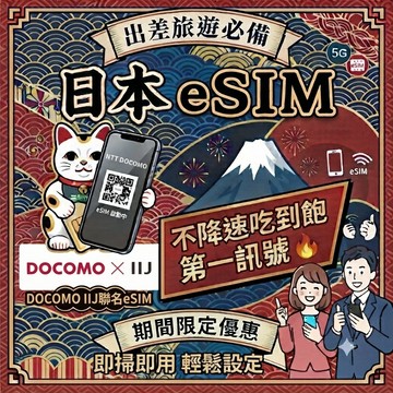 【日本 Docomo eSIM 上網】吃到飽 e SIM 網路卡 eSIM 日本 eSIM卡 沖繩 大阪【電話卡霸王】