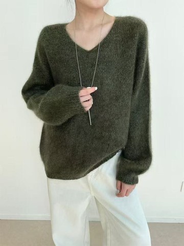 【百搭系列】山野與霧V領針織毛衣