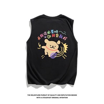 【亂打羽球小黃+小白】坎肩背心寬松夏季無袖情侶t恤