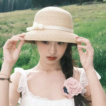 免運🔮藤井樹同款高品質赫本風草帽女夏天遮陽防曬帽海邊度假盆帽漁夫帽抗UV防曬 太陽帽 大帽沿 防紫外線 遮陽帽 登山帽