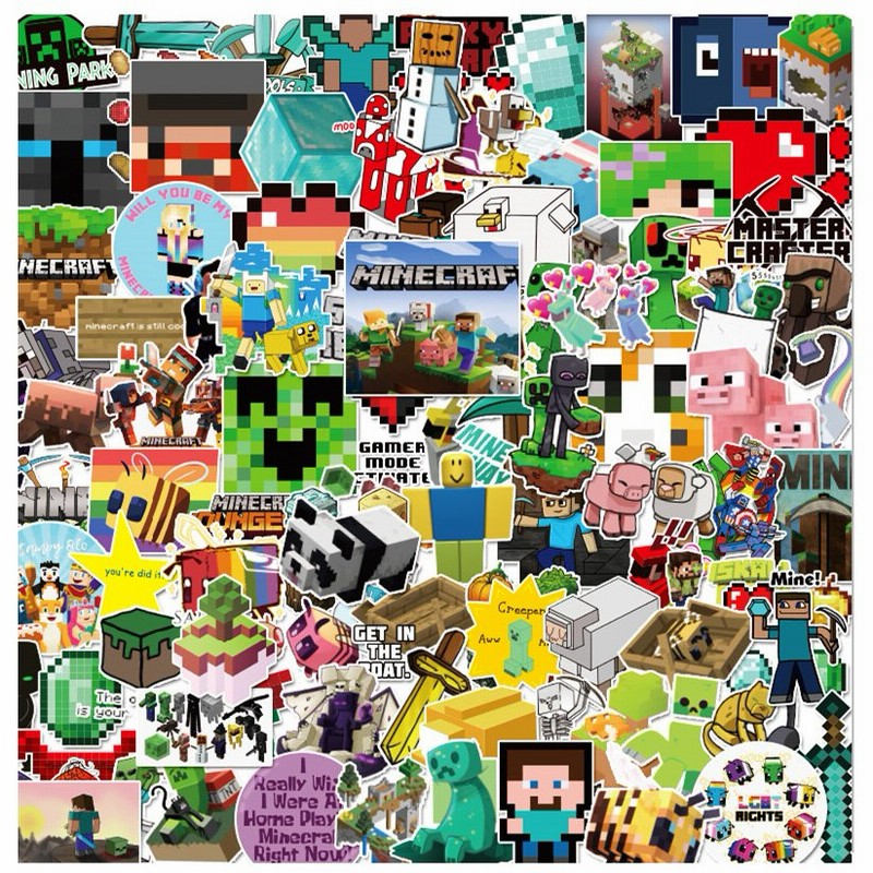 ステッカーminecraft マインクラフト ゲーム キャラクター シール 100枚入り 文具 ステーショナリー 通販 Lineポイント最大get Lineショッピング