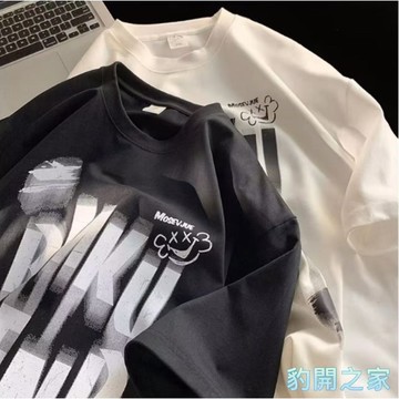 【豹開之家】M-8XL大尺碼男裝 短袖t恤 oversize 五分袖 短t 情侶t 印花t 男生衣服 短袖上衣T48