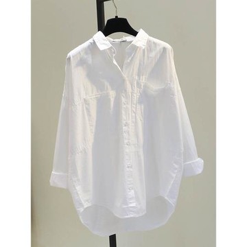 白色襯衫女設計感小眾上衣2025春夏韓版寬松文藝bf風休閑長袖襯衣