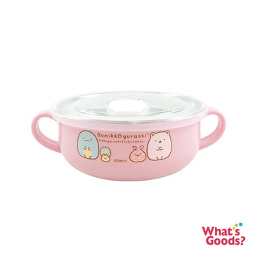 角落小夥伴 兒童透明蓋400ml雙耳隔熱不鏽鋼餐碗(粉色)