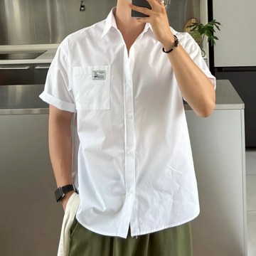 【Metanoia】🇰🇷韓製 復古標籤短袖襯衫